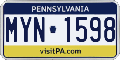 PA license plate MYN1598