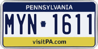 PA license plate MYN1611