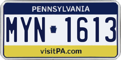 PA license plate MYN1613