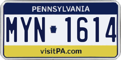 PA license plate MYN1614