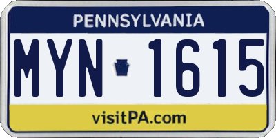 PA license plate MYN1615