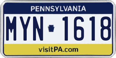 PA license plate MYN1618