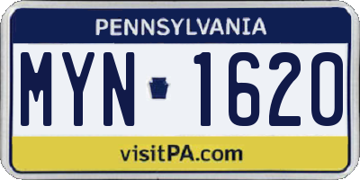 PA license plate MYN1620