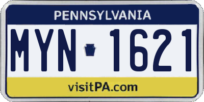 PA license plate MYN1621