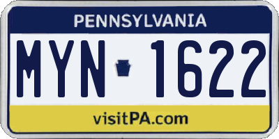 PA license plate MYN1622
