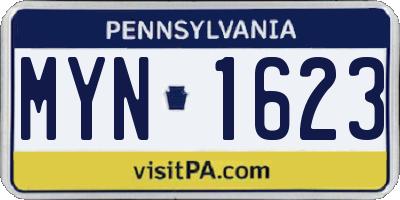 PA license plate MYN1623