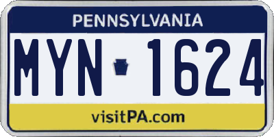 PA license plate MYN1624