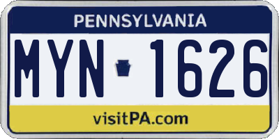 PA license plate MYN1626