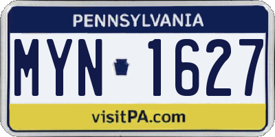 PA license plate MYN1627
