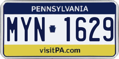 PA license plate MYN1629