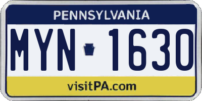 PA license plate MYN1630
