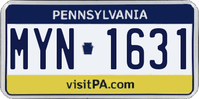 PA license plate MYN1631