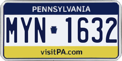 PA license plate MYN1632