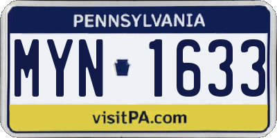 PA license plate MYN1633