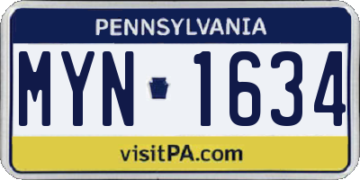 PA license plate MYN1634