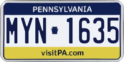 PA license plate MYN1635