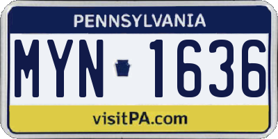 PA license plate MYN1636