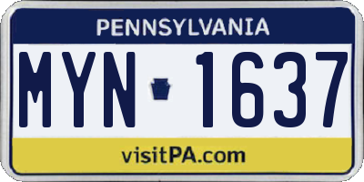 PA license plate MYN1637
