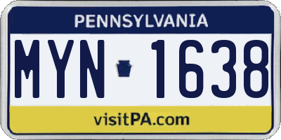 PA license plate MYN1638