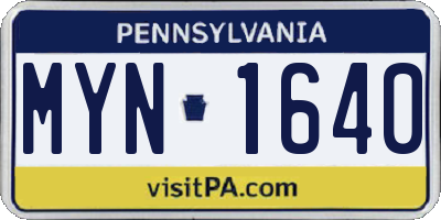 PA license plate MYN1640