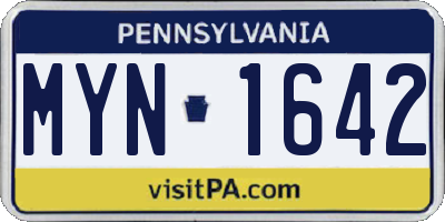 PA license plate MYN1642
