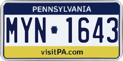 PA license plate MYN1643