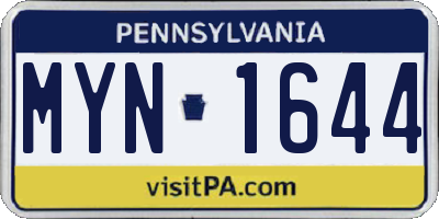 PA license plate MYN1644