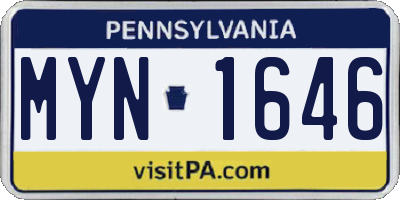 PA license plate MYN1646