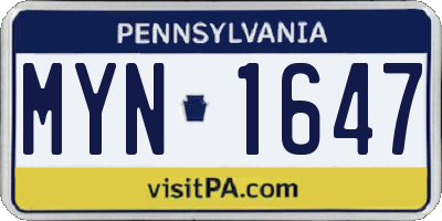PA license plate MYN1647