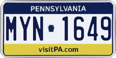 PA license plate MYN1649