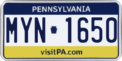 PA license plate MYN1650