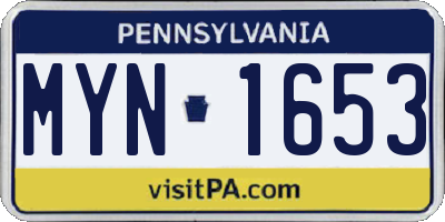 PA license plate MYN1653