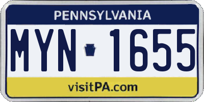 PA license plate MYN1655