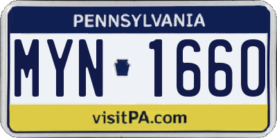 PA license plate MYN1660
