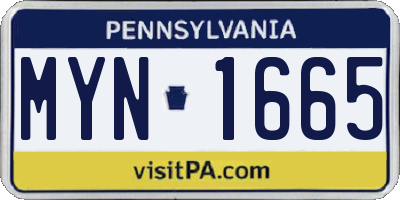 PA license plate MYN1665