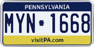 PA license plate MYN1668