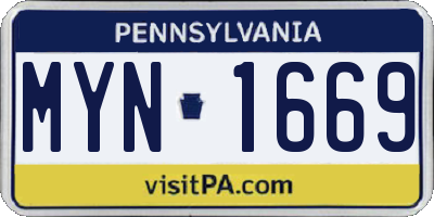 PA license plate MYN1669