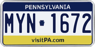PA license plate MYN1672