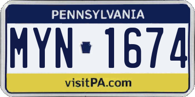 PA license plate MYN1674
