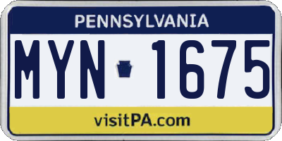 PA license plate MYN1675