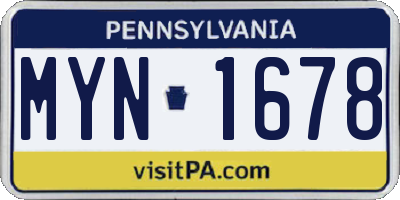 PA license plate MYN1678