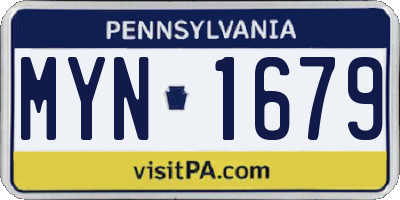 PA license plate MYN1679