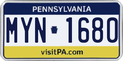 PA license plate MYN1680