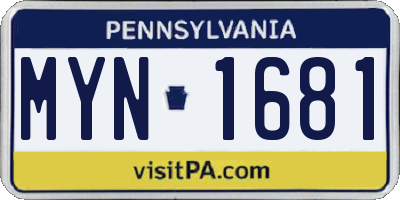 PA license plate MYN1681