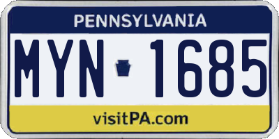 PA license plate MYN1685