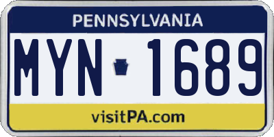PA license plate MYN1689