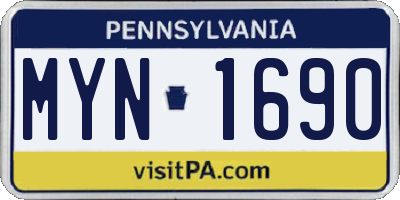 PA license plate MYN1690