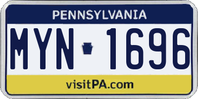PA license plate MYN1696