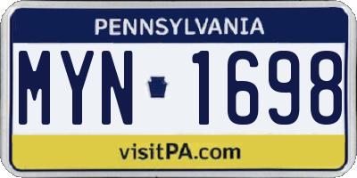 PA license plate MYN1698