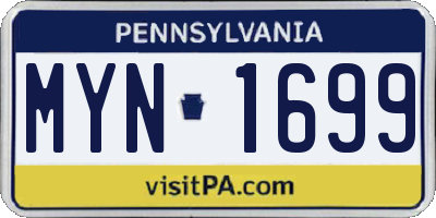 PA license plate MYN1699